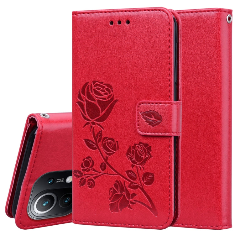 Rose Embossed Horizontal Flip PU Leather Case with Holder & Card Slots & Wallet, For Xiaomi Redmi 9T, For Xiaomi Mi 11 Lite, For Xiaomi Redmi Note 9T 5G, For Xiaomi Redmi Note 10