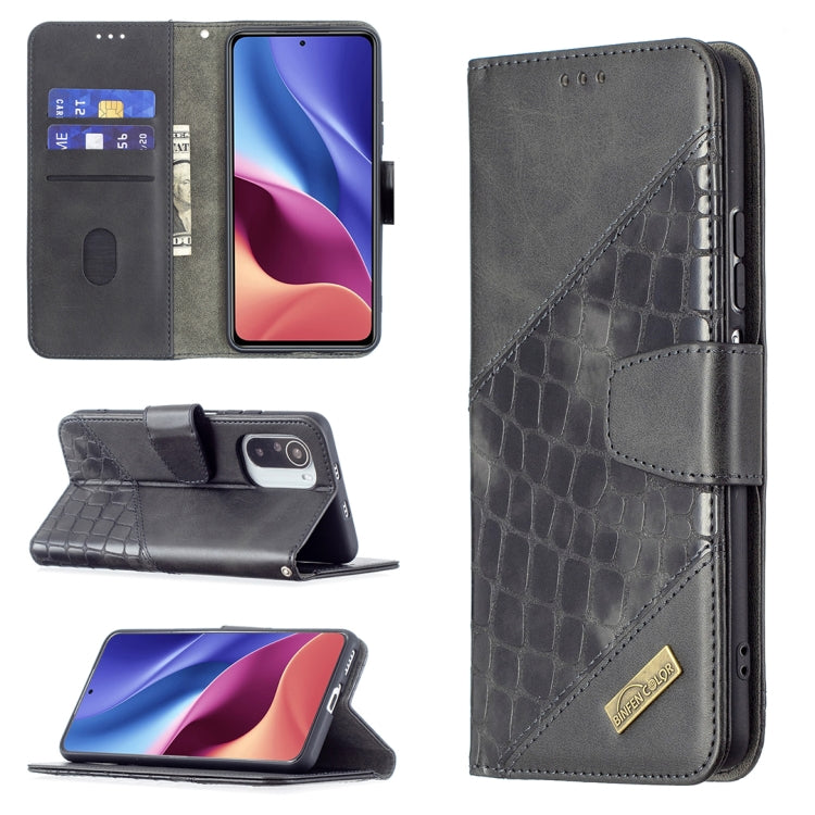 Matching Color Crocodile Texture Horizontal Flip PU Leather Case with Wallet & Holder & Card Slots, For Xiaomi Mi 11i / Poco F3 / Redmi K40