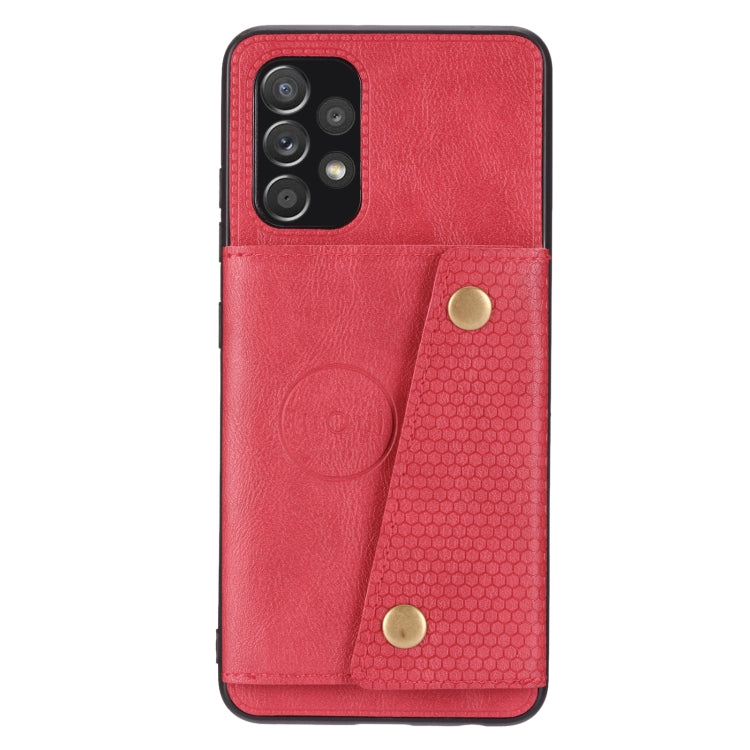 Double Buckle PU + TPU Shockproof Magnetic Protective Case with Card Slot & Holder, For Samsung Galaxy A32 4G