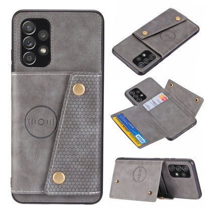 Double Buckle PU + TPU Shockproof Magnetic Protective Case with Card Slot & Holder, For Samsung Galaxy A32 4G