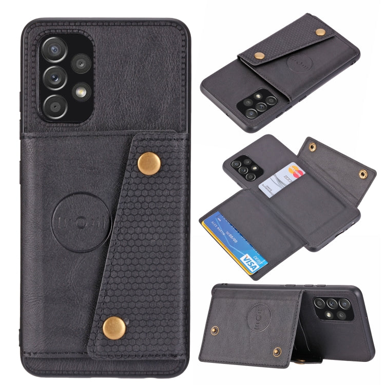 Double Buckle PU + TPU Shockproof Magnetic Protective Case with Card Slot & Holder, For Samsung Galaxy A32 4G