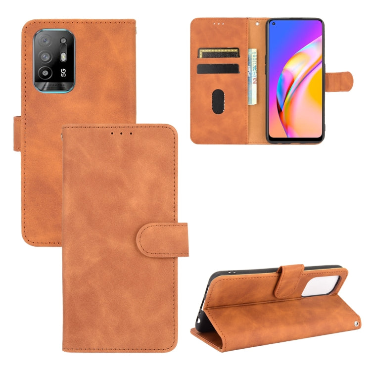 Solid Color Skin Feel Magnetic Buckle Horizontal Flip Calf Texture PU Leather Case with Holder & Card Slots & Wallet, For OPPO F19 Pro /  A94 5G