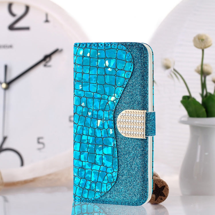 Laser Glitter Powder Matching Crocodile Texture Horizontal Flip Leather Case with Card Slots & Holder & Wallet, For Samsung Galaxy A72 5G / 4G, For Samsung Galaxy S21 FE