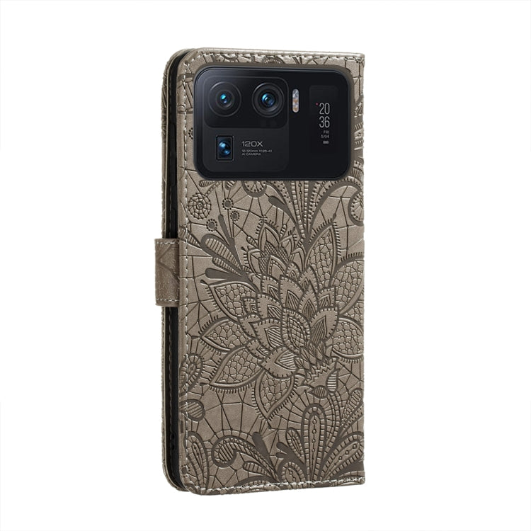 Lace Flower Embossing Pattern Horizontal Flip Leather Case with Holder & Card Slots & Wallet & Photo Frame, For Xiaomi Mi 11 Ultra