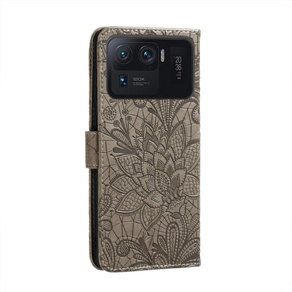 Lace Flower Embossing Pattern Horizontal Flip Leather Case with Holder & Card Slots & Wallet & Photo Frame, For Xiaomi Mi 11 Ultra