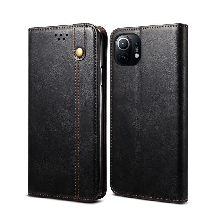 Simple Wax Crazy Horse Texture Horizontal Flip Leather Case with Card Slots & Wallet, For Xiaomi Mi 11, For Xiaomi Mi 11 Lite, For Xiaomi Mi 11 Pro, For Xiaomi Mi 11 Ultra