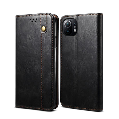 Simple Wax Crazy Horse Texture Horizontal Flip Leather Case with Card Slots & Wallet, For Xiaomi Mi 11, For Xiaomi Mi 11 Lite, For Xiaomi Mi 11 Pro, For Xiaomi Mi 11 Ultra