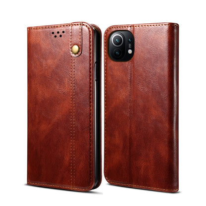 Simple Wax Crazy Horse Texture Horizontal Flip Leather Case with Card Slots & Wallet, For Xiaomi Mi 11, For Xiaomi Mi 11 Lite, For Xiaomi Mi 11 Pro, For Xiaomi Mi 11 Ultra