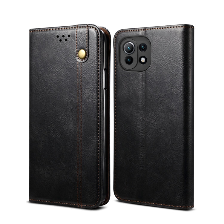 Simple Wax Crazy Horse Texture Horizontal Flip Leather Case with Card Slots & Wallet, For Xiaomi Mi 11, For Xiaomi Mi 11 Lite, For Xiaomi Mi 11 Pro, For Xiaomi Mi 11 Ultra