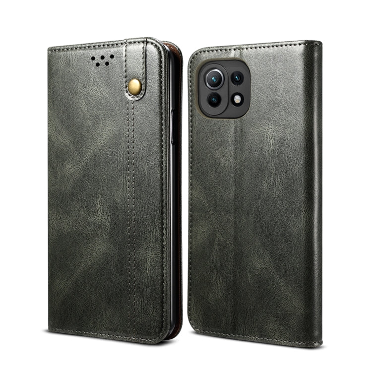 Simple Wax Crazy Horse Texture Horizontal Flip Leather Case with Card Slots & Wallet, For Xiaomi Mi 11, For Xiaomi Mi 11 Lite, For Xiaomi Mi 11 Pro, For Xiaomi Mi 11 Ultra