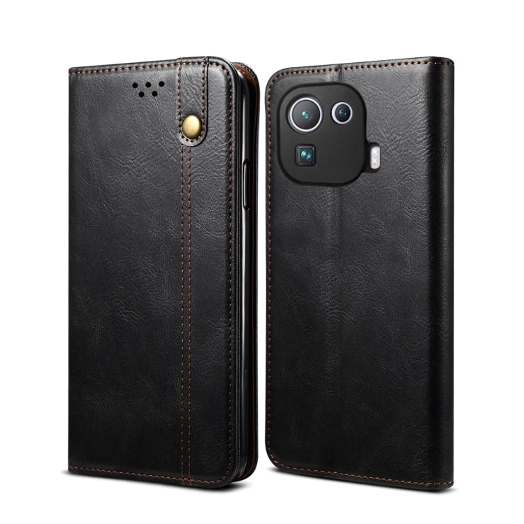 Simple Wax Crazy Horse Texture Horizontal Flip Leather Case with Card Slots & Wallet, For Xiaomi Mi 11, For Xiaomi Mi 11 Lite, For Xiaomi Mi 11 Pro, For Xiaomi Mi 11 Ultra