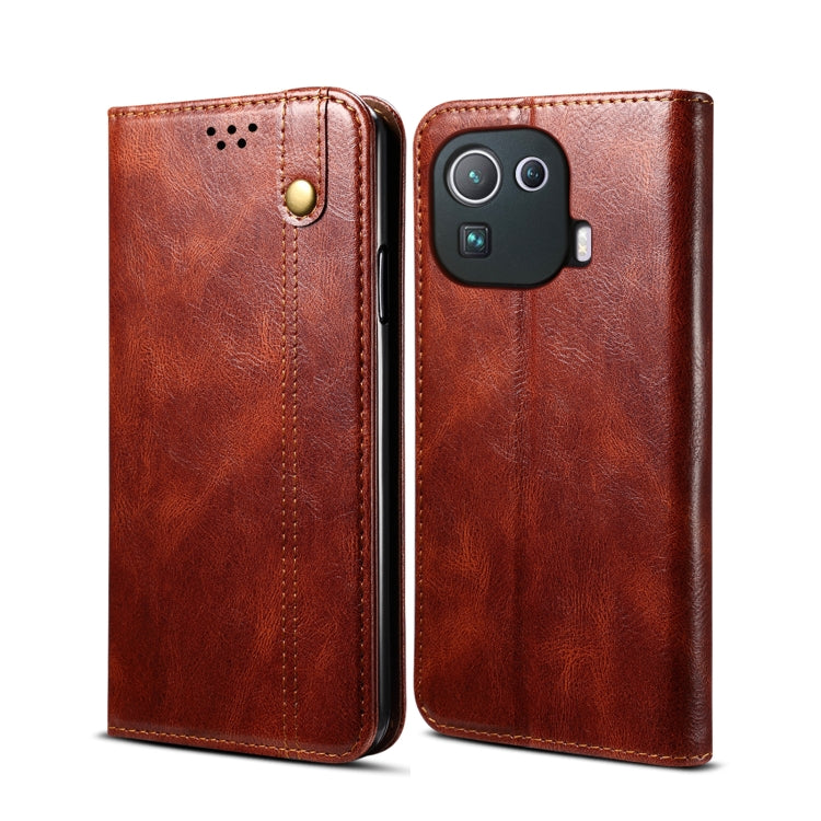 Simple Wax Crazy Horse Texture Horizontal Flip Leather Case with Card Slots & Wallet, For Xiaomi Mi 11, For Xiaomi Mi 11 Lite, For Xiaomi Mi 11 Pro, For Xiaomi Mi 11 Ultra