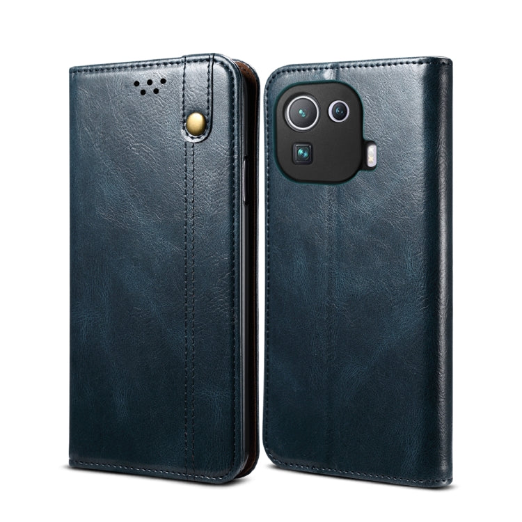 Simple Wax Crazy Horse Texture Horizontal Flip Leather Case with Card Slots & Wallet, For Xiaomi Mi 11, For Xiaomi Mi 11 Lite, For Xiaomi Mi 11 Pro, For Xiaomi Mi 11 Ultra