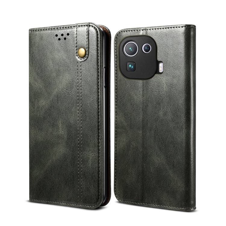 Simple Wax Crazy Horse Texture Horizontal Flip Leather Case with Card Slots & Wallet, For Xiaomi Mi 11, For Xiaomi Mi 11 Lite, For Xiaomi Mi 11 Pro, For Xiaomi Mi 11 Ultra