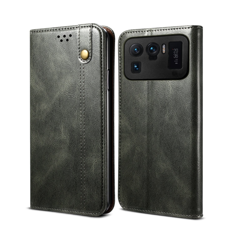 Simple Wax Crazy Horse Texture Horizontal Flip Leather Case with Card Slots & Wallet, For Xiaomi Mi 11, For Xiaomi Mi 11 Lite, For Xiaomi Mi 11 Pro, For Xiaomi Mi 11 Ultra