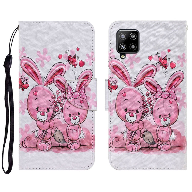 Coloured Drawing Pattern Horizontal Flip PU Leather Case with Holder & Card Slots & Wallet & Lanyard, For Samsung Galaxy A22 4G