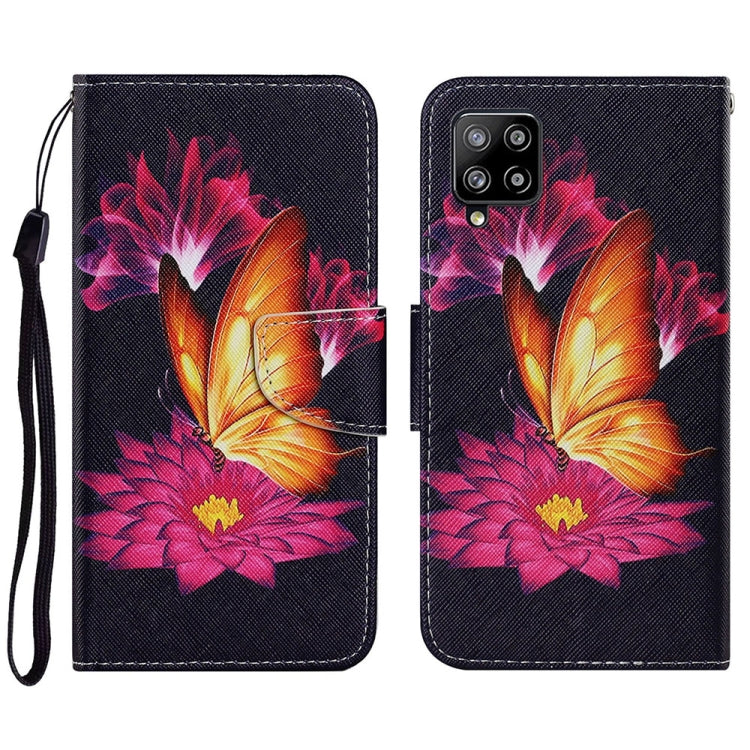 Coloured Drawing Pattern Horizontal Flip PU Leather Case with Holder & Card Slots & Wallet & Lanyard, For Samsung Galaxy A22 4G