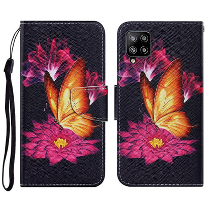 Coloured Drawing Pattern Horizontal Flip PU Leather Case with Holder & Card Slots & Wallet & Lanyard, For Samsung Galaxy A22 4G