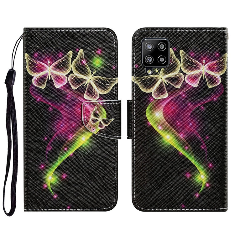 Coloured Drawing Pattern Horizontal Flip PU Leather Case with Holder & Card Slots & Wallet & Lanyard, For Samsung Galaxy A22 4G