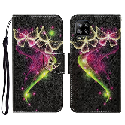 Coloured Drawing Pattern Horizontal Flip PU Leather Case with Holder & Card Slots & Wallet & Lanyard, For Samsung Galaxy A22 4G