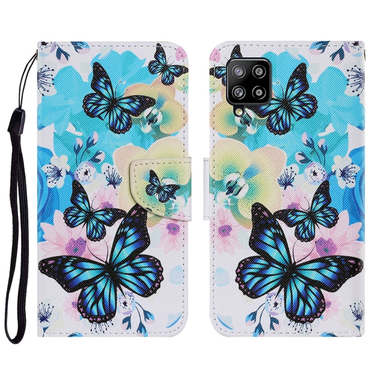 Coloured Drawing Pattern Horizontal Flip PU Leather Case with Holder & Card Slots & Wallet & Lanyard, For Samsung Galaxy A22 4G