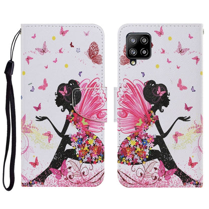 Coloured Drawing Pattern Horizontal Flip PU Leather Case with Holder & Card Slots & Wallet & Lanyard, For Samsung Galaxy A22 4G
