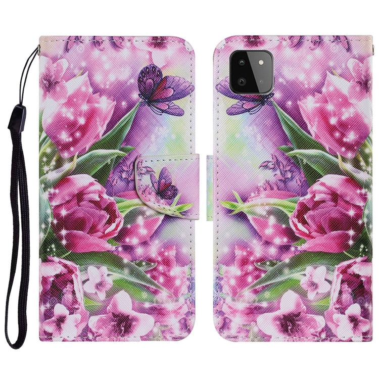 Coloured Drawing Pattern Horizontal Flip PU Leather Case with Holder & Card Slots & Wallet & Lanyard, For Samsung Galaxy A22 5G