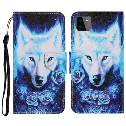 Coloured Drawing Pattern Horizontal Flip PU Leather Case with Holder & Card Slots & Wallet & Lanyard, For Samsung Galaxy A22 5G