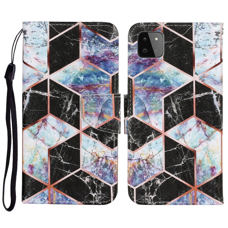 Coloured Drawing Pattern Horizontal Flip PU Leather Case with Holder & Card Slots & Wallet & Lanyard, For Samsung Galaxy A22 5G