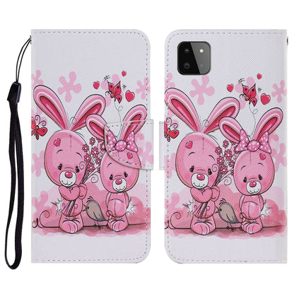Coloured Drawing Pattern Horizontal Flip PU Leather Case with Holder & Card Slots & Wallet & Lanyard, For Samsung Galaxy A22 5G