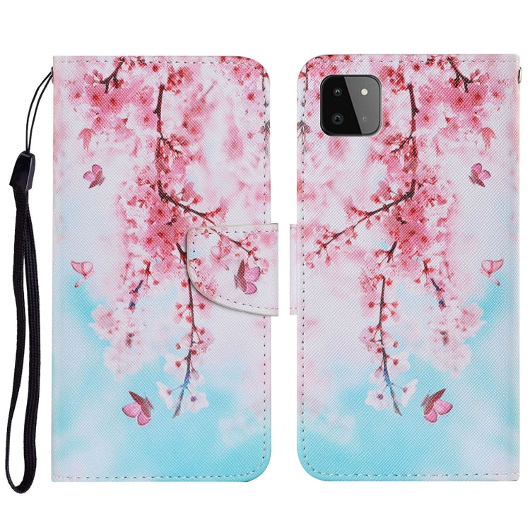 Coloured Drawing Pattern Horizontal Flip PU Leather Case with Holder & Card Slots & Wallet & Lanyard, For Samsung Galaxy A22 5G