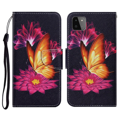 Coloured Drawing Pattern Horizontal Flip PU Leather Case with Holder & Card Slots & Wallet & Lanyard, For Samsung Galaxy A22 5G