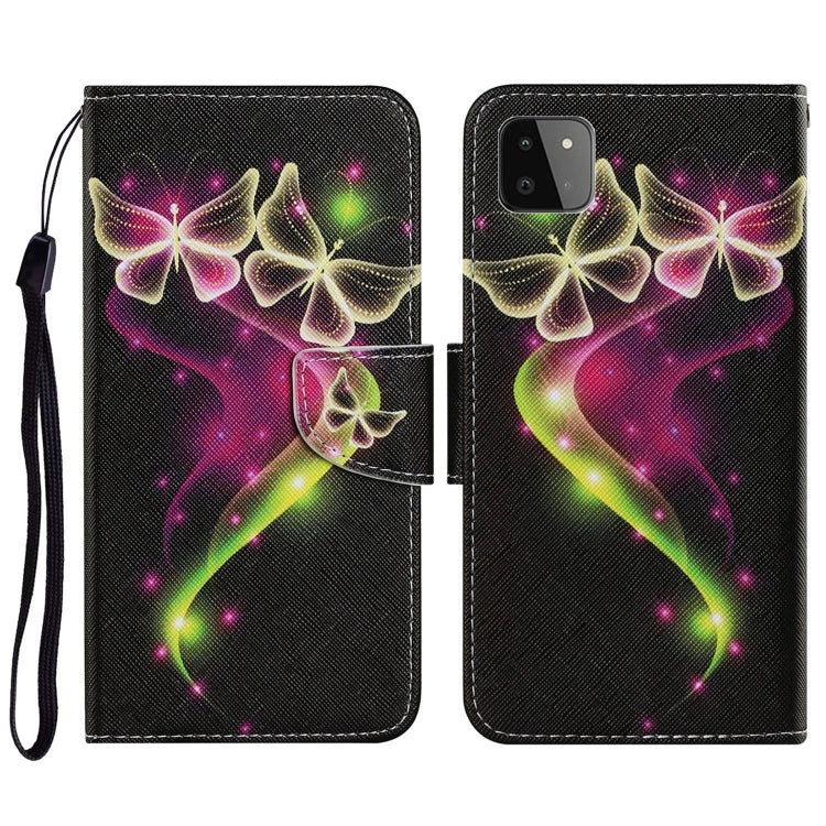 Coloured Drawing Pattern Horizontal Flip PU Leather Case with Holder & Card Slots & Wallet & Lanyard, For Samsung Galaxy A22 5G