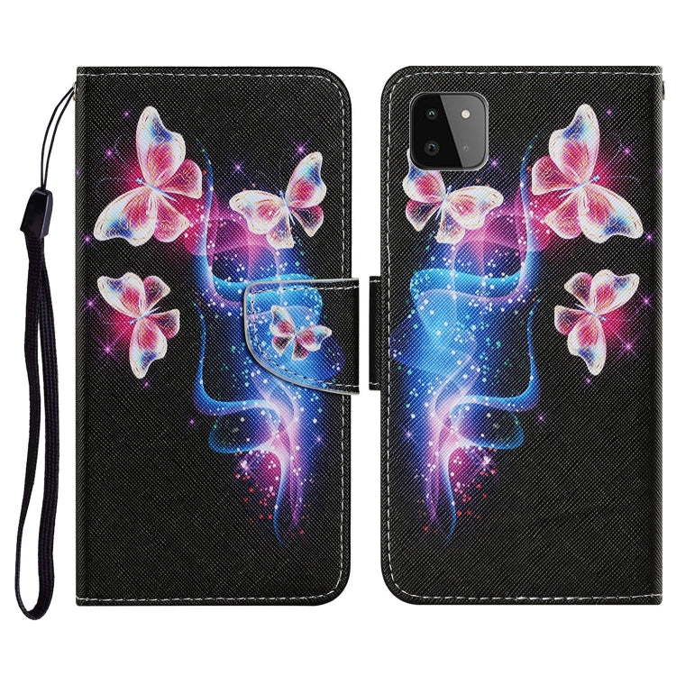 Coloured Drawing Pattern Horizontal Flip PU Leather Case with Holder & Card Slots & Wallet & Lanyard, For Samsung Galaxy A22 5G