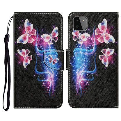 Coloured Drawing Pattern Horizontal Flip PU Leather Case with Holder & Card Slots & Wallet & Lanyard, For Samsung Galaxy A22 5G