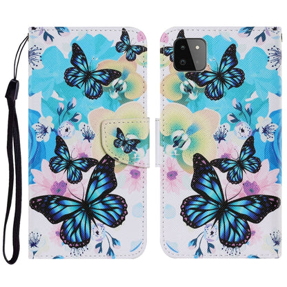 Coloured Drawing Pattern Horizontal Flip PU Leather Case with Holder & Card Slots & Wallet & Lanyard, For Samsung Galaxy A22 5G
