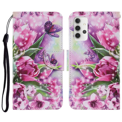 Coloured Drawing Pattern Horizontal Flip PU Leather Case with Holder & Card Slots & Wallet & Lanyard, For Samsung Galaxy A32 4G