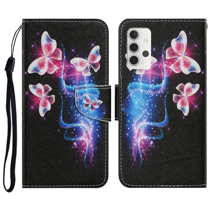 Coloured Drawing Pattern Horizontal Flip PU Leather Case with Holder & Card Slots & Wallet & Lanyard, For Samsung Galaxy A32 4G