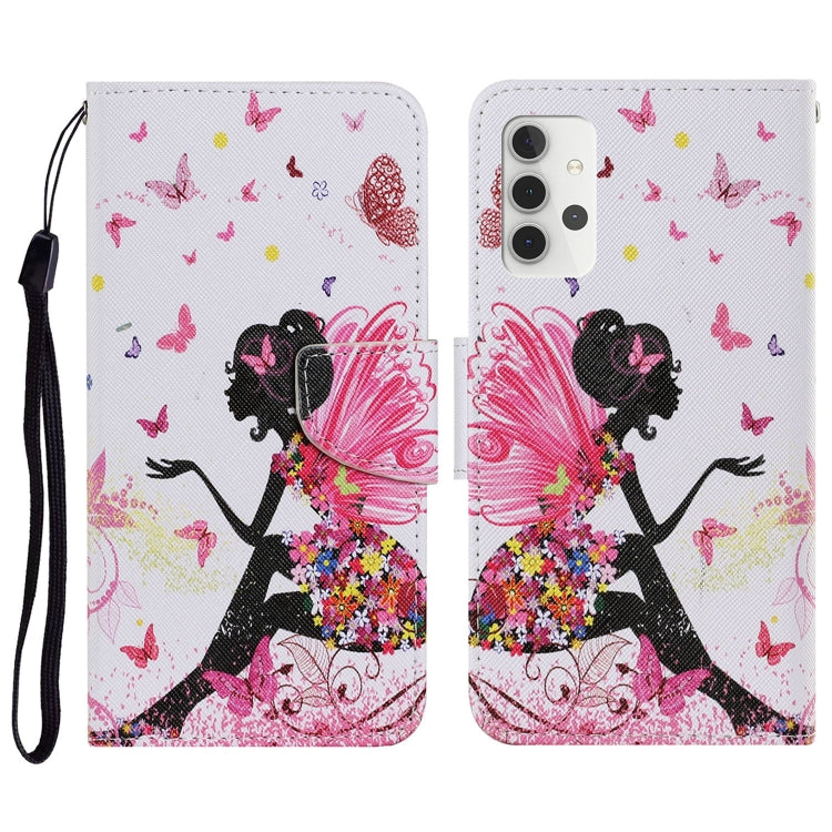 Coloured Drawing Pattern Horizontal Flip PU Leather Case with Holder & Card Slots & Wallet & Lanyard, For Samsung Galaxy A32 4G