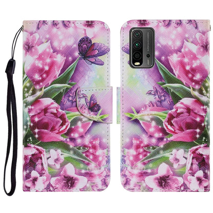 Coloured Drawing Pattern Horizontal Flip PU Leather Case with Holder & Card Slots & Wallet & Lanyard, For Xiaomi Redmi 9T