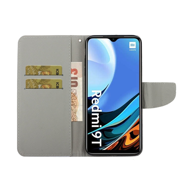 Coloured Drawing Pattern Horizontal Flip PU Leather Case with Holder & Card Slots & Wallet & Lanyard, For Xiaomi Redmi 9T