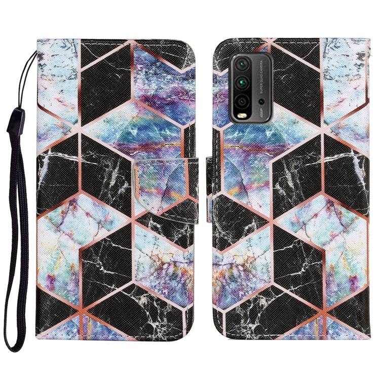 Coloured Drawing Pattern Horizontal Flip PU Leather Case with Holder & Card Slots & Wallet & Lanyard, For Xiaomi Redmi 9T