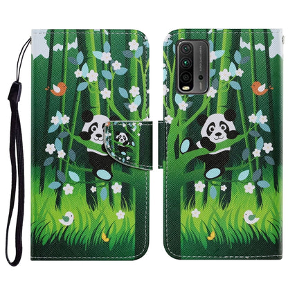 Coloured Drawing Pattern Horizontal Flip PU Leather Case with Holder & Card Slots & Wallet & Lanyard, For Xiaomi Redmi 9T