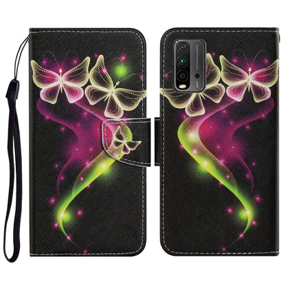 Coloured Drawing Pattern Horizontal Flip PU Leather Case with Holder & Card Slots & Wallet & Lanyard, For Xiaomi Redmi 9T