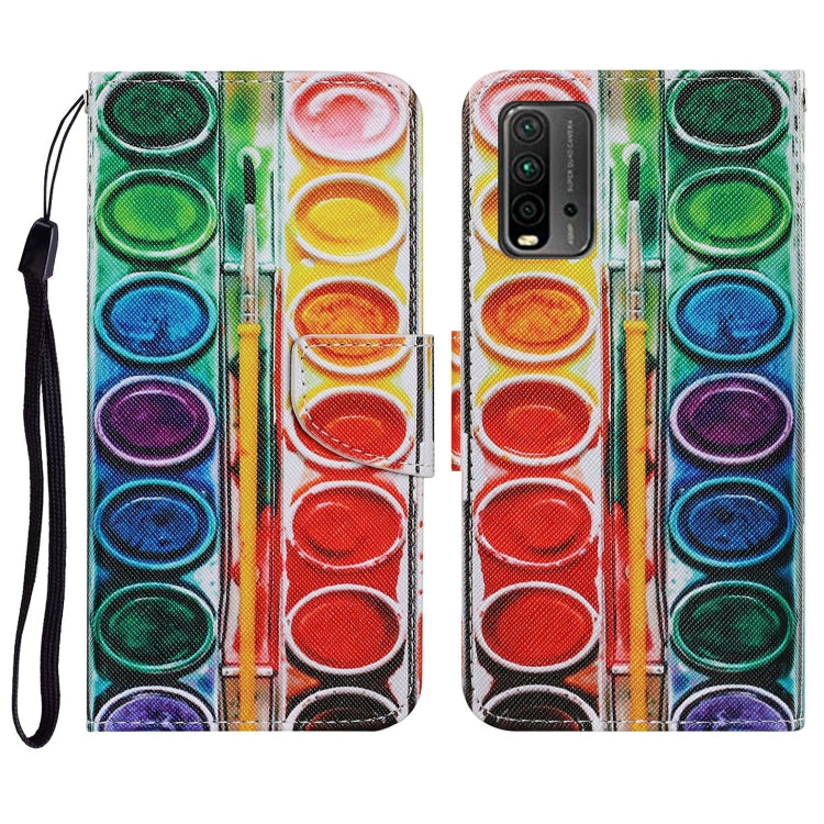 Coloured Drawing Pattern Horizontal Flip PU Leather Case with Holder & Card Slots & Wallet & Lanyard, For Xiaomi Redmi 9T