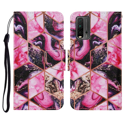 Coloured Drawing Pattern Horizontal Flip PU Leather Case with Holder & Card Slots & Wallet & Lanyard, For Xiaomi Redmi 9T