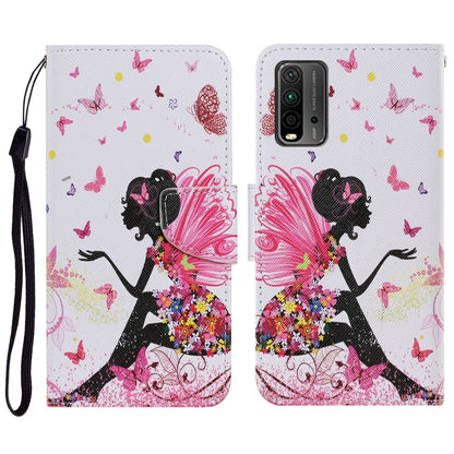 Coloured Drawing Pattern Horizontal Flip PU Leather Case with Holder & Card Slots & Wallet & Lanyard, For Xiaomi Redmi 9T