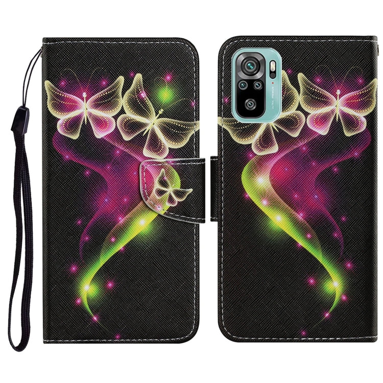 Coloured Drawing Pattern Horizontal Flip PU Leather Case with Holder & Card Slots & Wallet & Lanyard, For Xiaomi Redmi Note 10 4G