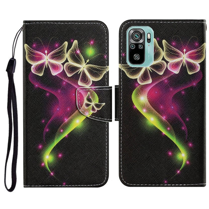Coloured Drawing Pattern Horizontal Flip PU Leather Case with Holder & Card Slots & Wallet & Lanyard, For Xiaomi Redmi Note 10 4G