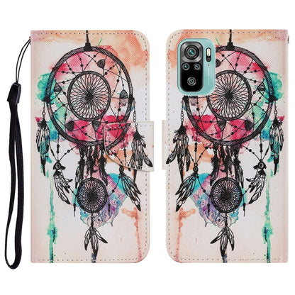 Coloured Drawing Pattern Horizontal Flip PU Leather Case with Holder & Card Slots & Wallet & Lanyard, For Xiaomi Redmi Note 10 4G
